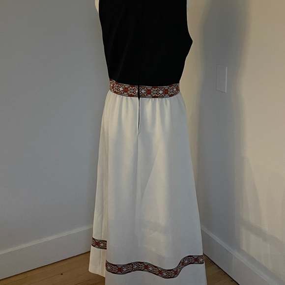 Sold : Vintage 60s 70s Mod Maxi Dress Black And White Party Dress Size (14) sm - Picture 3 of 6
